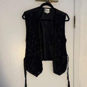 Milano Black Beaded Sleeveless Vest